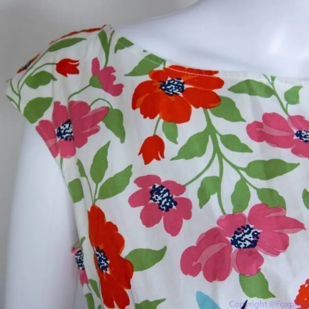 NEW kate spade Bold garden blooms Blaire cotton‎ dress, Cream, Size 4